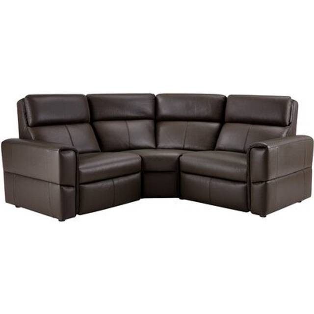 Two Tone Brown Leather Sofas - Modular 3 Seat Static Corner Sofa - Samson Range - Oak Furnitureland