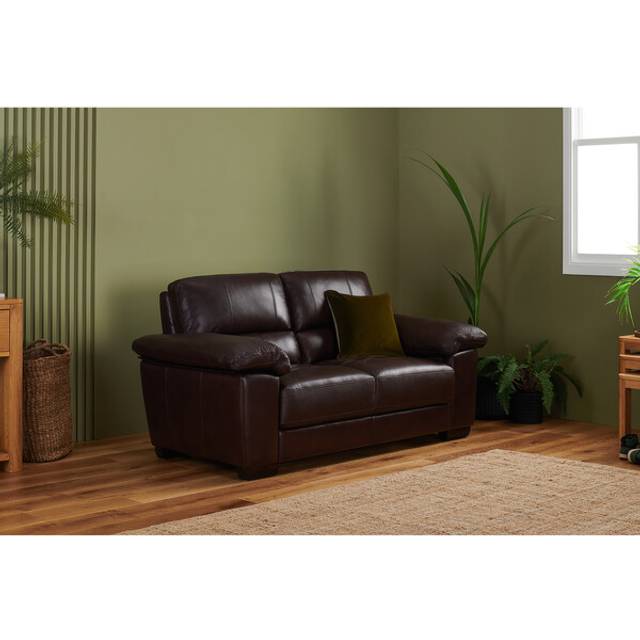 Two Tone Brown Leather Sofas - 2 Seater Sofa - Turin Range - Oak Furnitureland