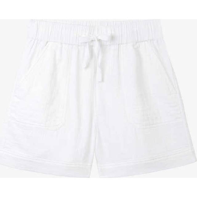 The White Company Womens Herringbone High-rise Organic-cotton Shorts 10 - WHITE
