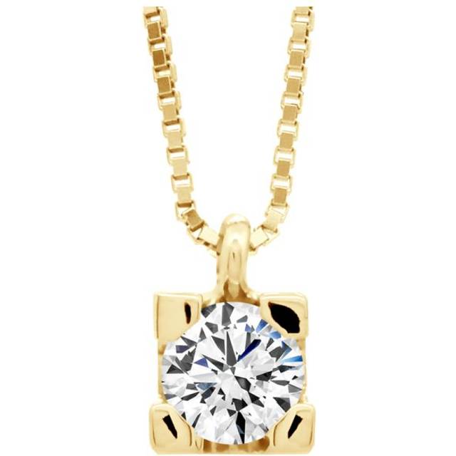 Diadema Womens - Necklace with Diamonds - Yellow Gold Venetian Chain - White - One Size