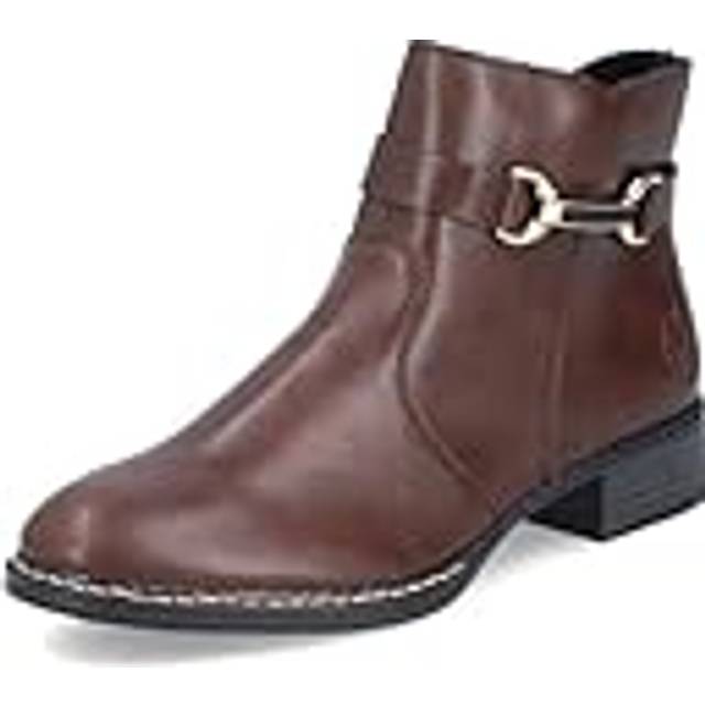 Rieker Buckle-Detail Flat-Heeled Ankle Boots - RKR42511 / 327 797 - Brown