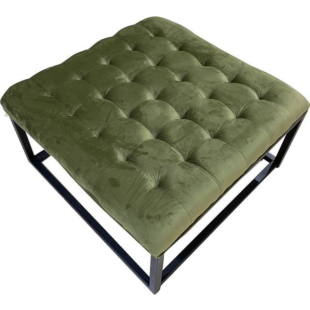 Adison Upholstered Classic Velvet Buttoned Footstool | Roseland