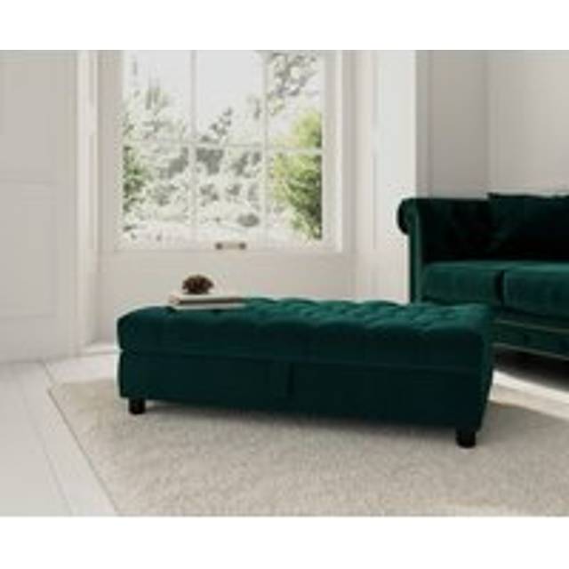 Mayfair Dark Green Velvet Storage Footstool