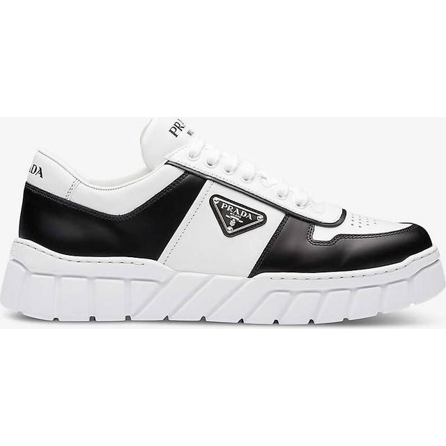Prada Mens White Colour-blocked Brand-plaque Leather Mid-top Platform Trainers Eur 42.5 / 8.5 Uk Men - WHITE