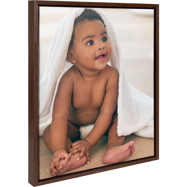 Kate and Laurel Sylvie Custom Printed Framed Canvas Wall Art  16x20 Brown  Personal Canvas Print with Your Photos for Bedroom or