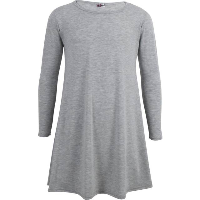 (3-4 Years, Grey) Girls Swing Dress Plain Dance Party Summer Dresses