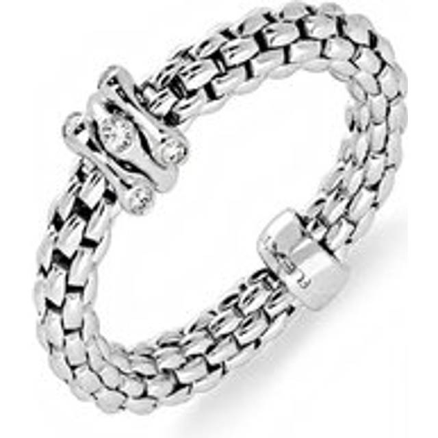 Fope Flex'it Prima 18ct White Gold 0.12ct Diamond Ring - S