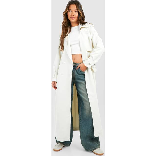 Womens Oversized Double Breast Trench Coat - Beige - 16, Beige