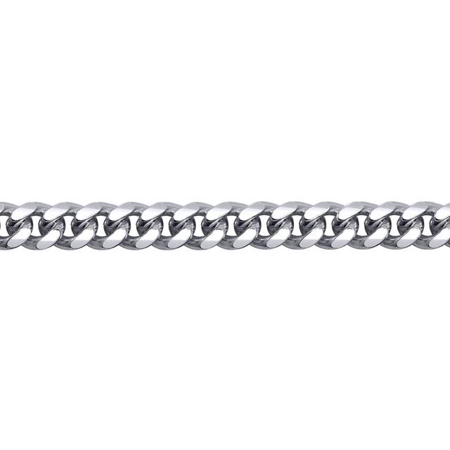 Jewelco London Men&#39;s Rhodium Plated Sterling Silver Domed Curb Cuban 6mm Chain Bracelet, 8.5 inch 21cm - ACN021C-8.5