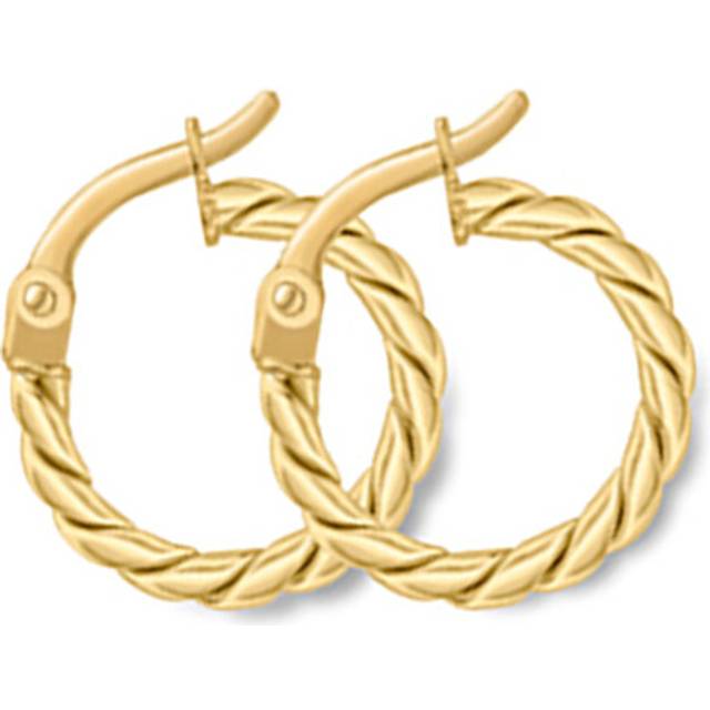 Jewelco London 9ct Yellow Gold Cable Twist Hoop Earrings - ERNR02797