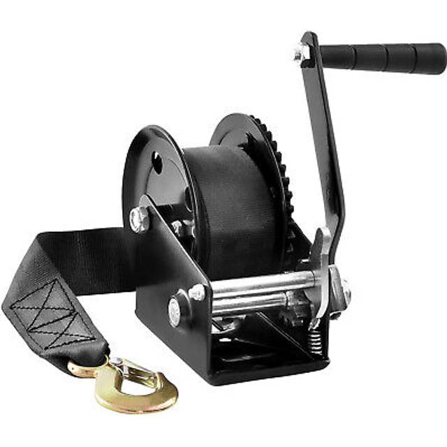 VEVOR Seilwinde 544,3kg Handseilwinde 208x138x149mm Bootswinde 2-Wege-Ratsche/1-Gang Handwinde mit ca. 7m Polyesterband Gurtwinde mit ergonomischen Griff Handseilzug Winde f&#xFC;r Fahrzeuge und Boote