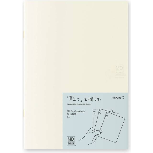 DESIGNPHIL Midori 15305006 Notebook, MD Notebook, Light, A5, Square Ruled, Set of 3, A