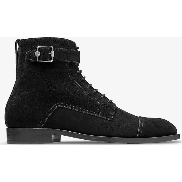 Jimmy Choo Womens Black Finnion Lace-up Velvet-suede Ankle Boots 10.5 - BLACK