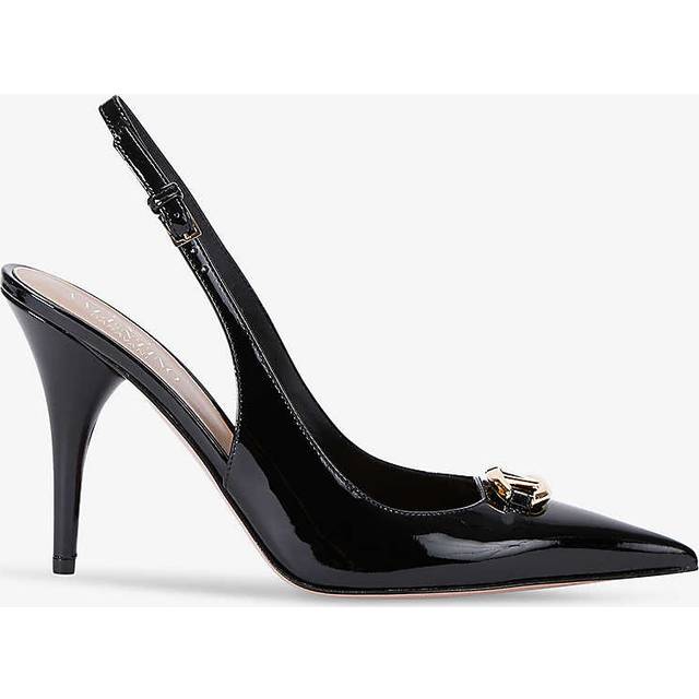 Vlogo Moon 100 Slingback Pumps - BLACK - Valentino Garavani delivers iconic pieces to turn heads with every step. From towering platforms with patent polish to the ever-cool Rockstud embellished designs, you can be sure that each style delivers on craftsmanship and visuals.