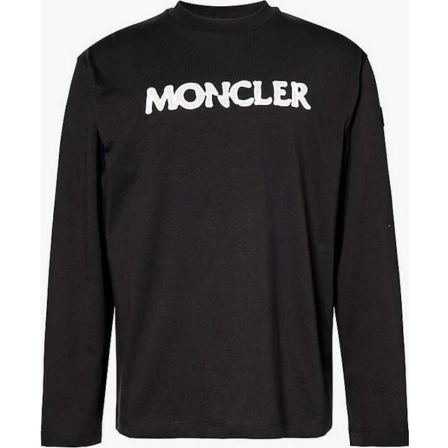 Moncler Black Logo Appliqué Long Sleeve T-Shirt - 998 - SMOKY BLACK - XXXL