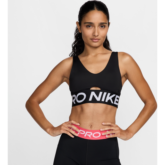 Nike Pro Indy Plunge Women's Medium-Support Padded Sports Bra - Black - Polyester/Elastane - XXL