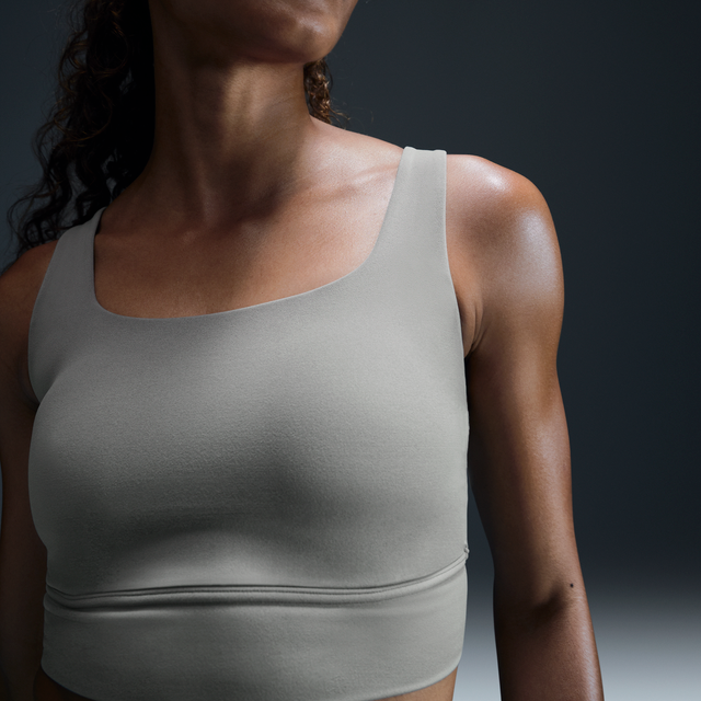 Nike Zenvy Women's Medium-Support Padded Longline Sports Bra Light Army/ White XS (XS)