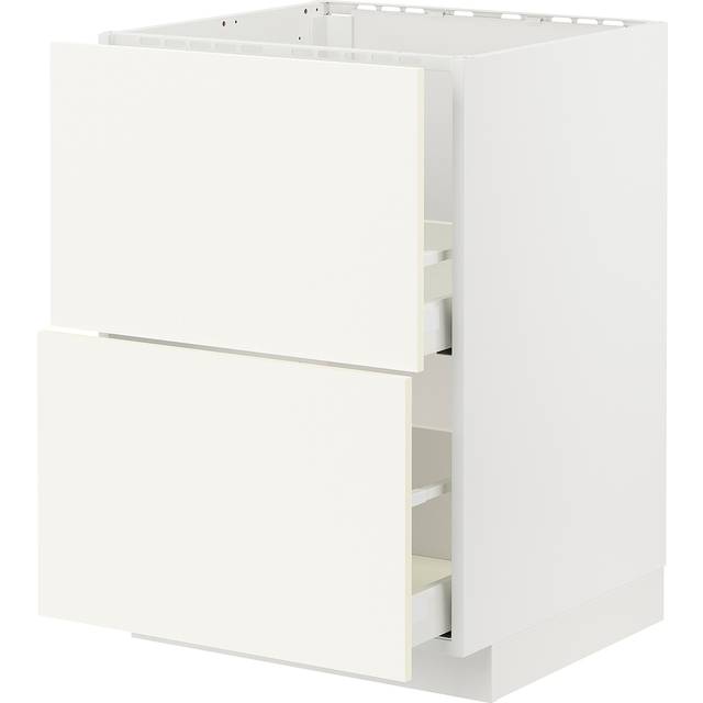 METOD / MAXIMERA bänkskåp f diskbänk+2 frntr/2 lådor, vit/Vallstena vit, 60x60 cm