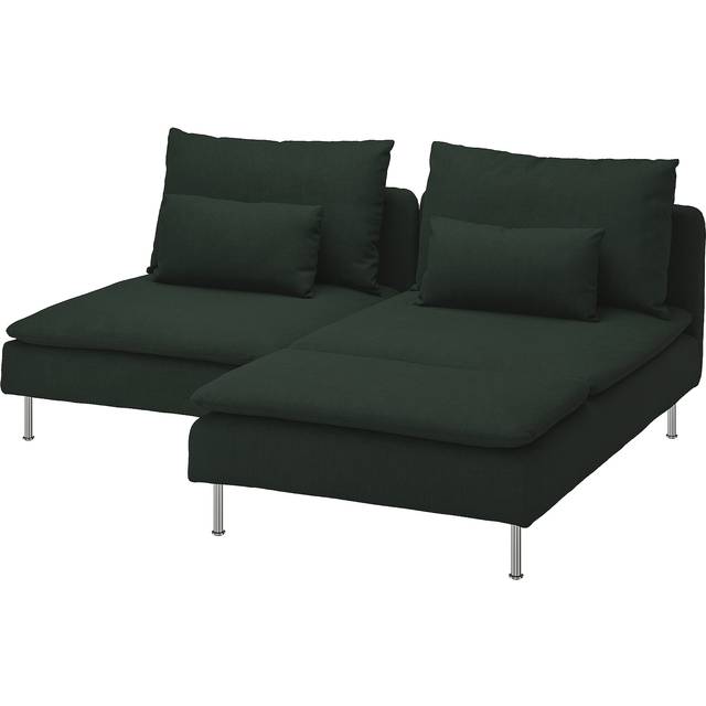 SÖDERHAMN 2-sits soffa med schäslong, Tallmyra mörkgrön