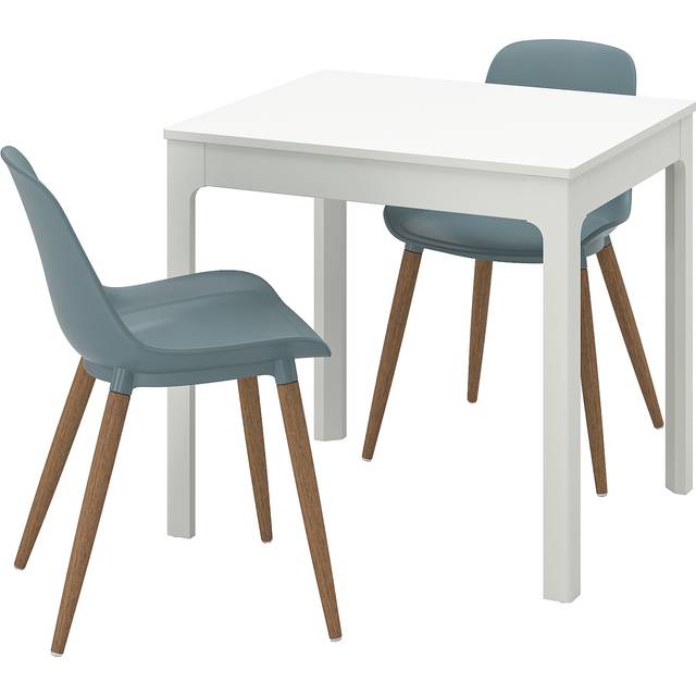 EKEDALEN / GRÖNSTA bord och 2 stolar, vit/gråturkos, 80/120 cm