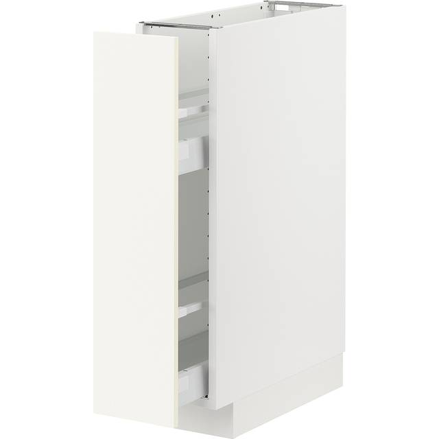 METOD / MAXIMERA bänkskåp med utdragbar inredning, vit/Vallstena vit, 20x60 cm