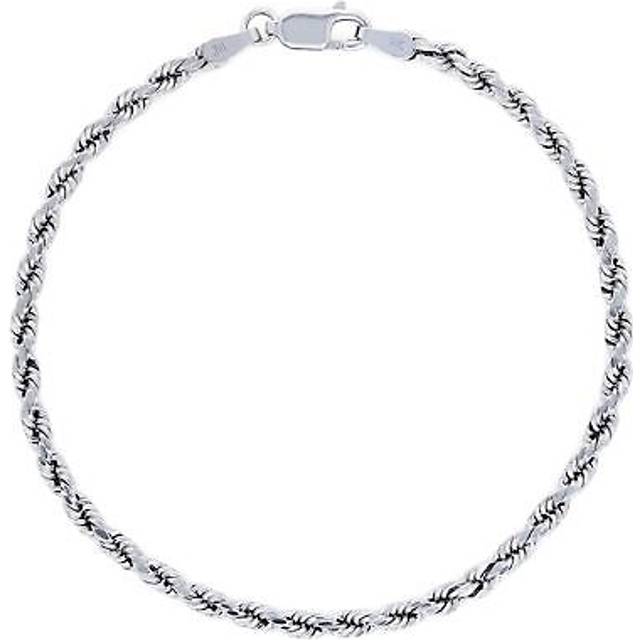 14k white gold 3mm diamond cut rope bracelet mens womens 7" 7.5" 8" 8.5" 9"