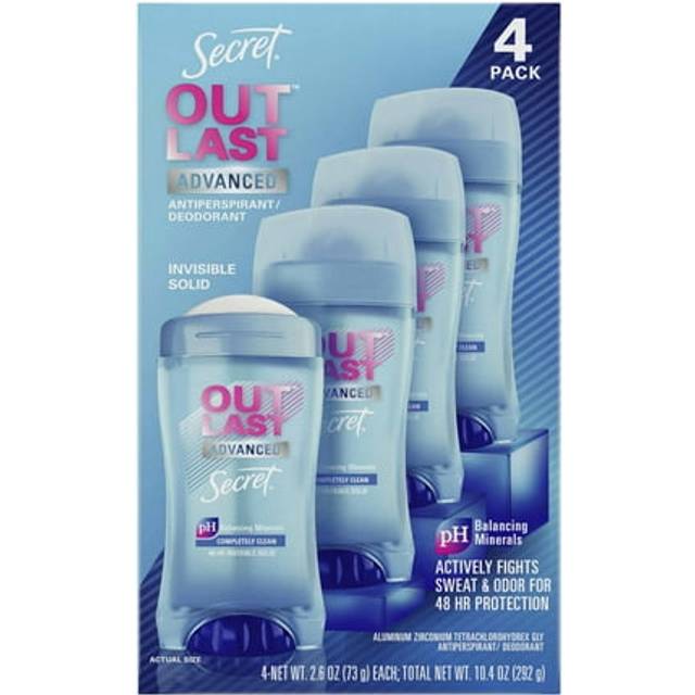Secret Outlast Advanced Antiperspirant Deodorant 2.6oz  4-Pack  Sweat & Ordor Protection for Women  PH Balancing Minerals  Invisible Solid Completely