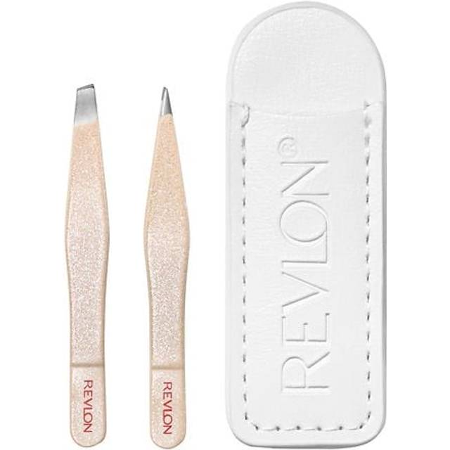 Revlon Designer Series Mini Tweezer Set  Hair Removal Tool Kit with Mini Slant-tip and Point Tip Tweezers  Portable and Easy to Use Made with Long Las