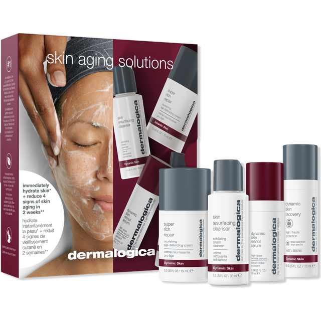 Dermalogica Skin Aging Solutions Kit Anti Aging Skincare Set  Includes Face Cleanser Serum Moisturizer with SPF and Cream Travel Size