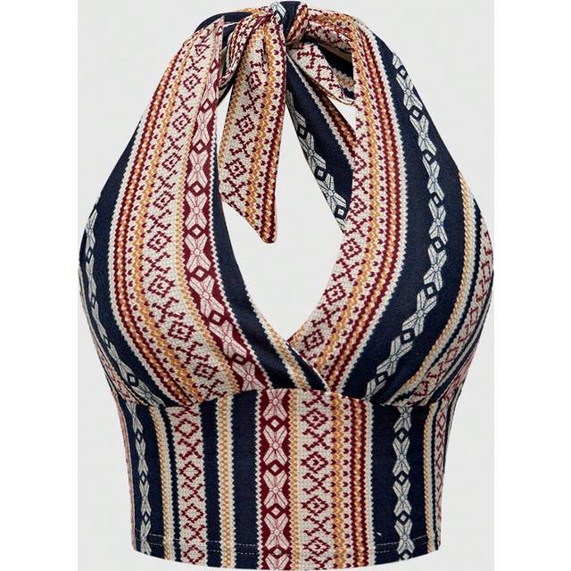 ROMWE Women&#39;s  Sleeveless Tank Top With Hippie Halter