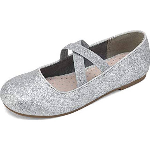 DREAM PAIRS Girls Ballerina Dress Shoes Mary Jane Flats Size 10 Toddler Silver Angie-2