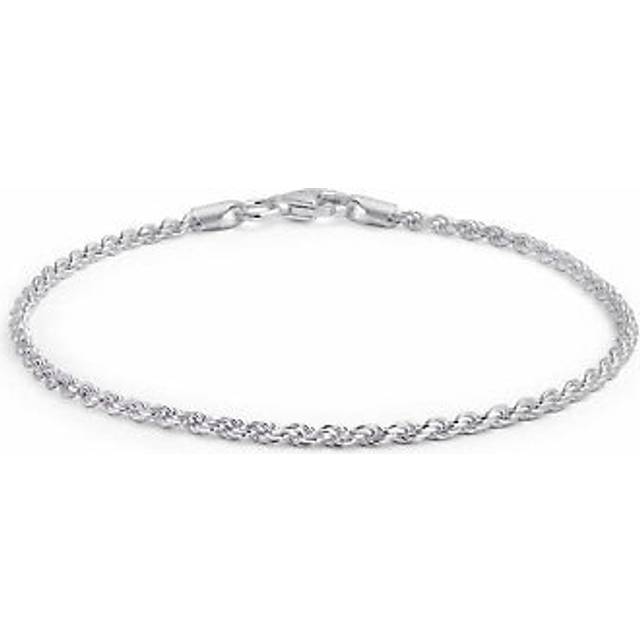 A simple and plain twisted rope chain For sterling silver 40 Made in 7 bracelet. women. .925 gauge. Italy. inches. silver