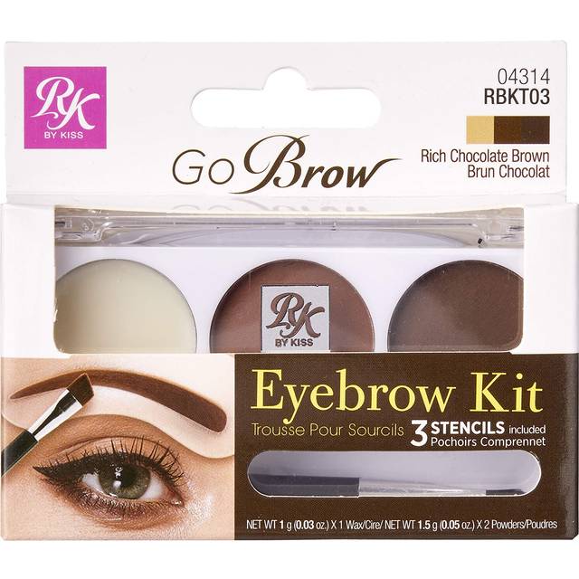 Ruby Kisses Go Brow Eyebrow Kit  Dual Shade Powder & Wax  Includes 3 Stencils  Perfect for Shaping & Defining  Natural Brow Look  Ideal for Sparse Bro