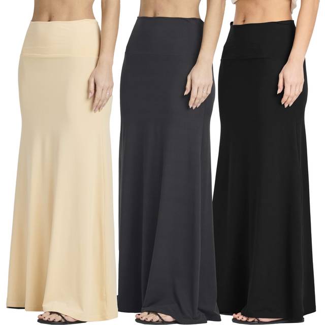 Womens Casual Maxi Length Long Skirt Skirts Summer Flowy Faldas Mujer Skirts Spring Pencil Tummy Control High Waist Ladies Modest