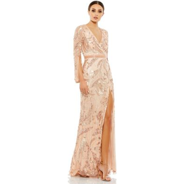 Mac Duggal Sequined Faux Wrap Gown