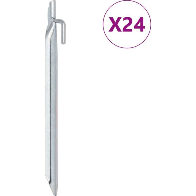 vidaXL Tent Pegs 24 pcs V-shaped 29.5 cm Ø20 mm Galvanised Steel