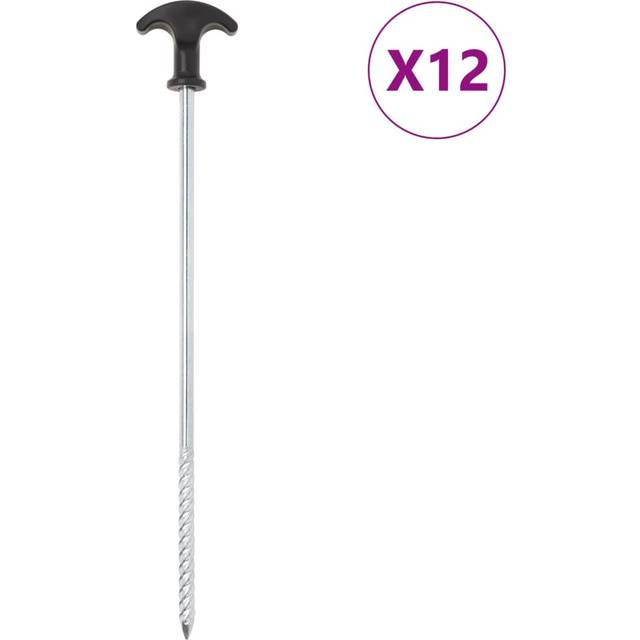 vidaXL Tent Pegs 12 pcs 30 cm Ø7 mm Galvanised Steel