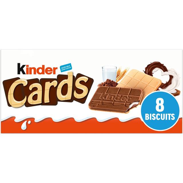 Kinder Cards Chocolate and Milk Wafer Biscuits Multipack 8x