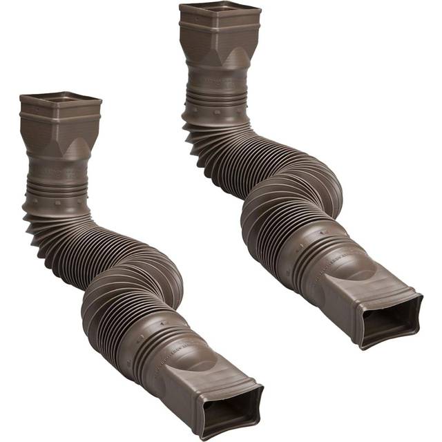 WholesalePlumbing Supply 2-Pack Brown Flexible Downspout Extension Gutter Connector Rainwater Drainage FD-85019-2PK