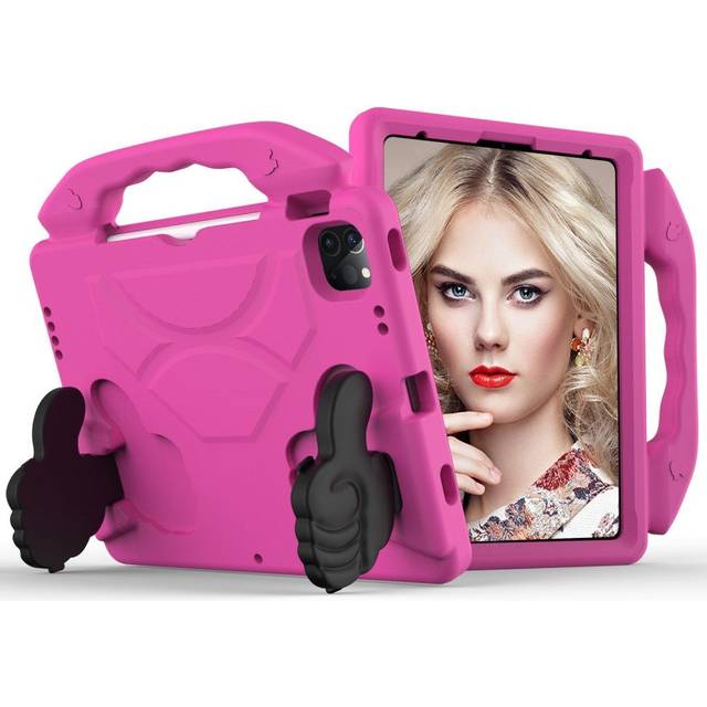 EIDERWOOD iPad Air 13" (2025 / 2024) / Pro 13" (2024) / Pro 12.9" (2022-2018) Barnskal med Stativfunktion - Tumme Upp - Rosa