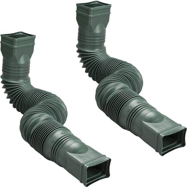 WholesalePlumbing Supply 2-Pack Green Flexible Downspout Extension Gutter Connector Rainwater Drainage FD-85011-2PK