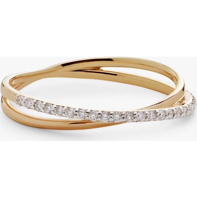 Monica Vinader 14ct Yellow Gold Diamond Cross Over Ring, Gold