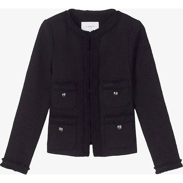 LK Bennett Charlie Black Tweed Trim Jacket - 10, BLACK