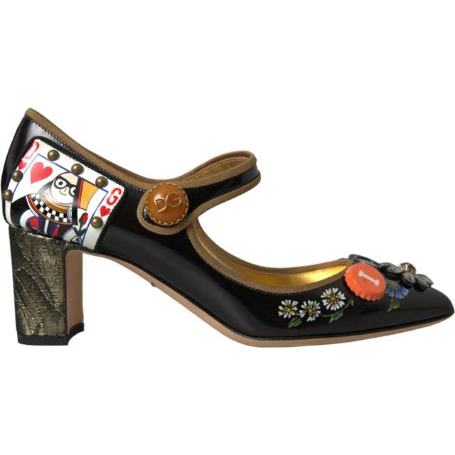 Dolce & Gabbana Black Leather Crystal Mary Jane Pumps Shoes - EU36/US5.5