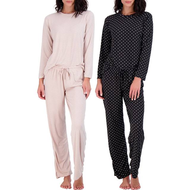 2 Pack:Plus Size Long Sleeve Pajamas For Women Sets Pajama Sets Two Piece Pj Summer Pijamas De Mujer Cotton Pjs Pants Loungewear Sleepwear Matching La