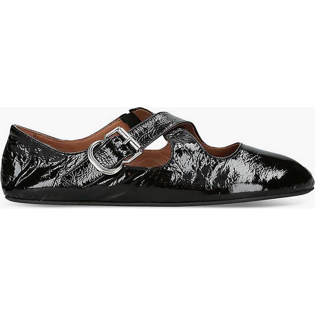 Azzedine Alaia Womens Black Criss Cross Patent-leather Ballet Flats Eur 36 / 3 Uk Women - BLACK