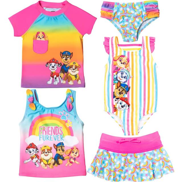 Paw Patrol Toddler Girls Swimsuit Set: Rash Guard Tankini Skort One-Pi