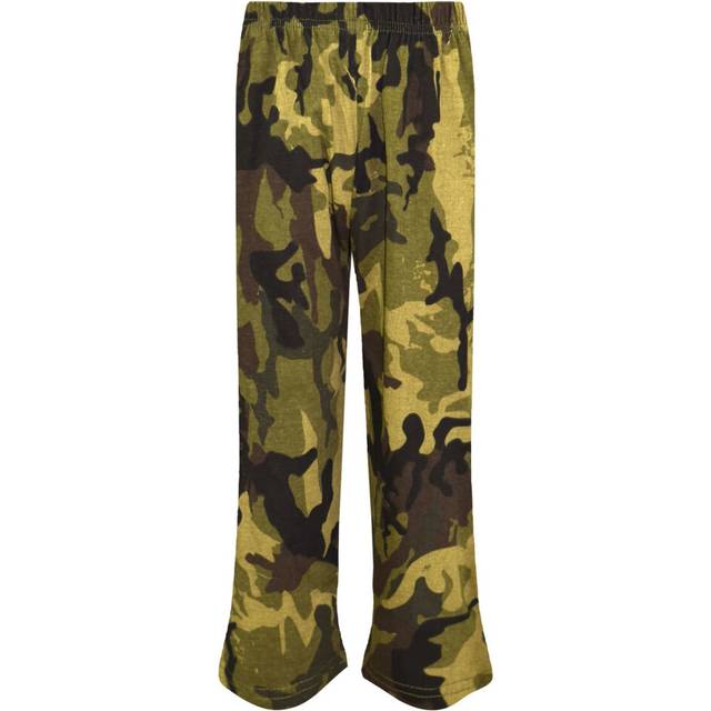 (5-6 Years, Camo Green) Kids Girls Boys PJs Plain Color Stylish Color Cotrast Pajamas Set Age 5-13 Years