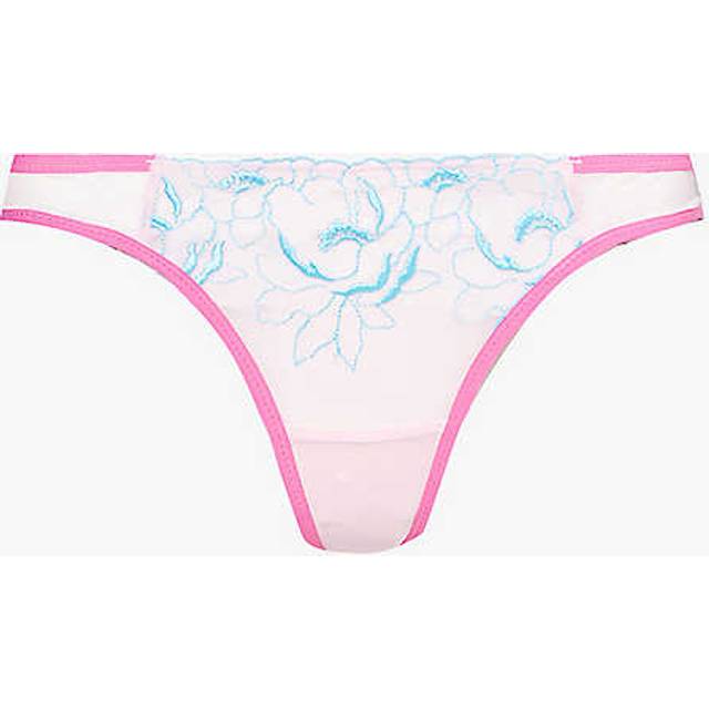 Dora Larsen Womens Bright Pink Audrey Lace-panel Recycled-nylon Briefs 14 - BRIGHT PINK