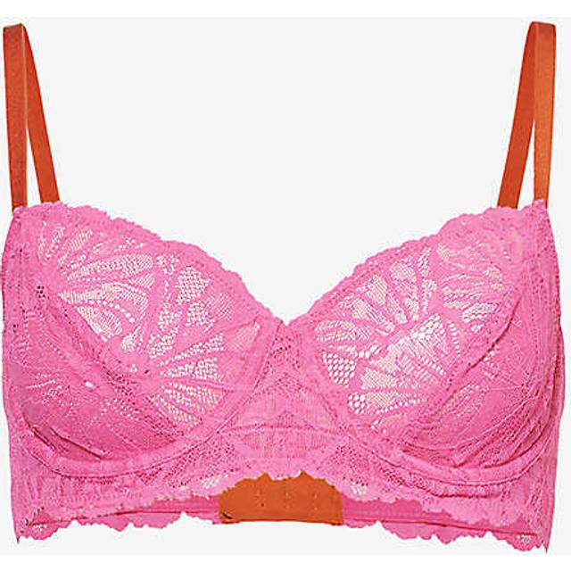 Dora Larsen Womens Bright Pink Flora Balconette Recycled-nylon Bra 32f - BRIGHT PINK